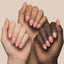 Aprés Soft Gel Builder Gel Blush showcased on multiple skin tones, featuring rosy pink clean girl nails with a natural glossy structured gel manicure.