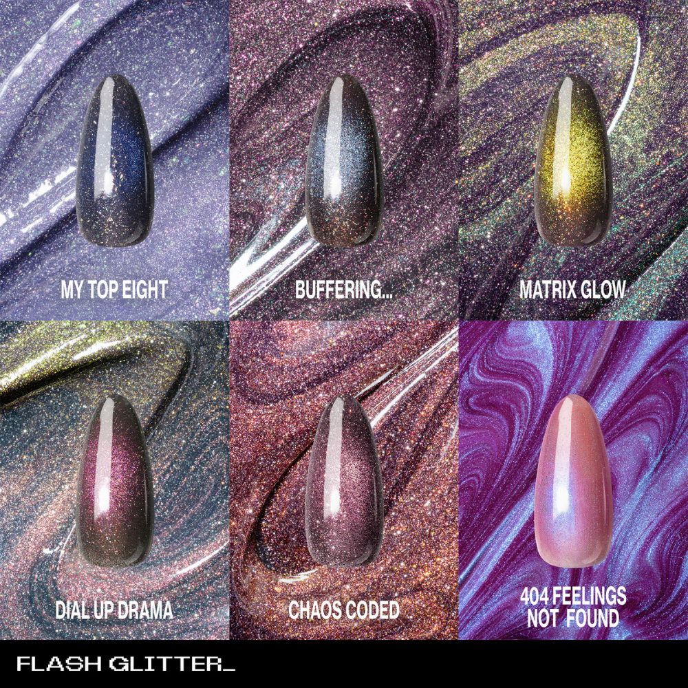 Apres Prismatic Gel Flash Glitter Collection - 6 Colors swatch