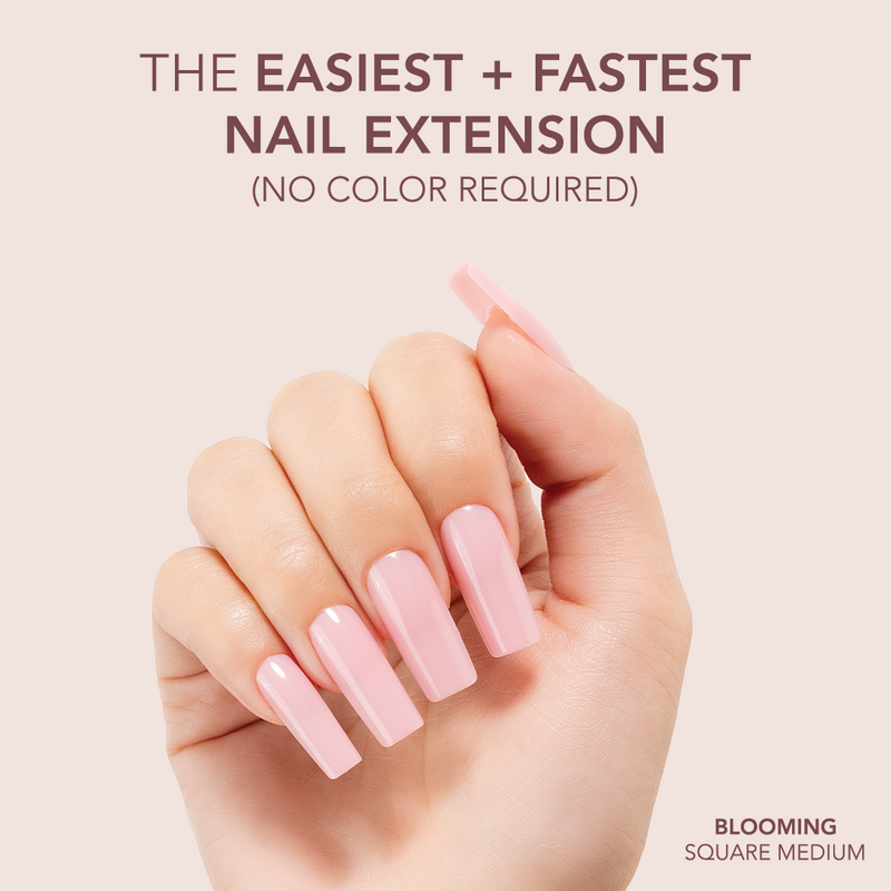 Hands wearing Blooming Square Medium Gelly Cover Tips by Kiara Sky