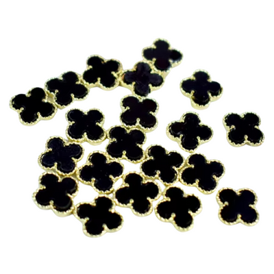 Designer Clover Black Nail Charms 