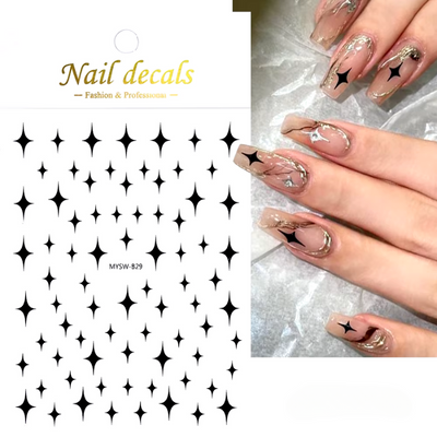 Nail Art Sticker - Starlight Black