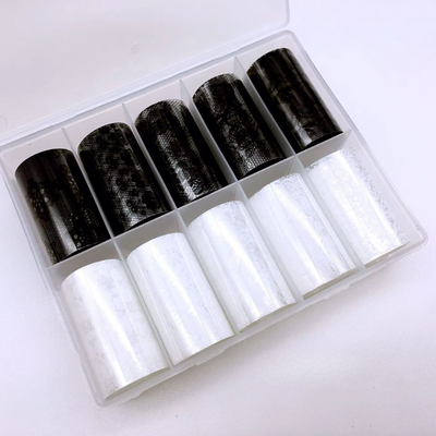 Nail Art Transfer Foil 10pk - 03 White & Black Lace