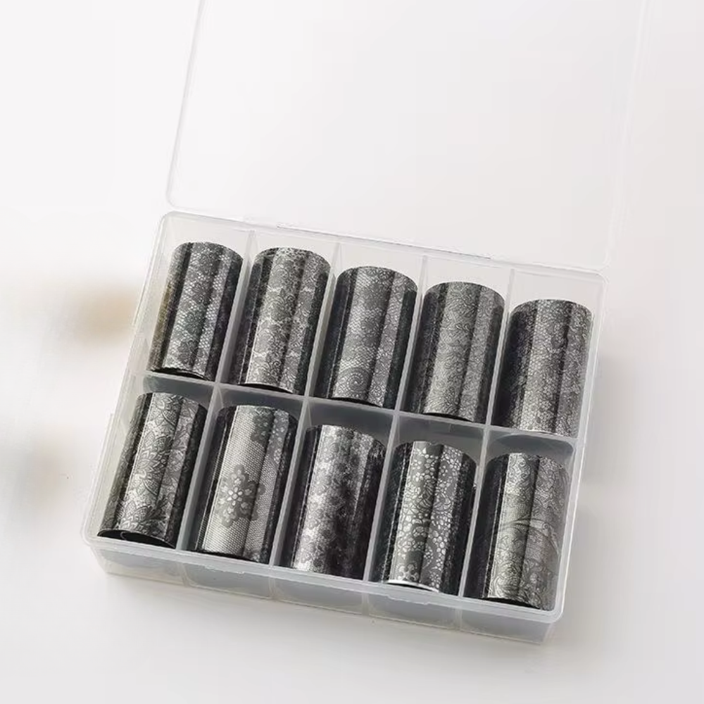 Nail Art Transfer Foil 10pk - Black Lace