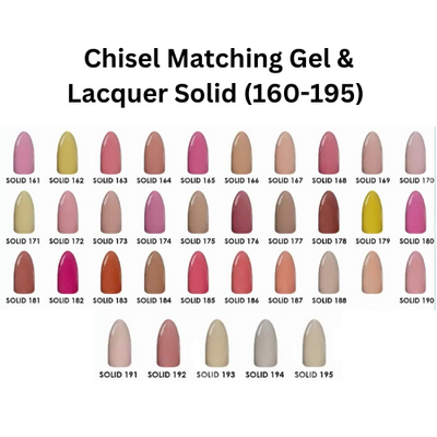 Gel and Matching Lacquer Duo Solid Collection 160 through 195 By Chisel 