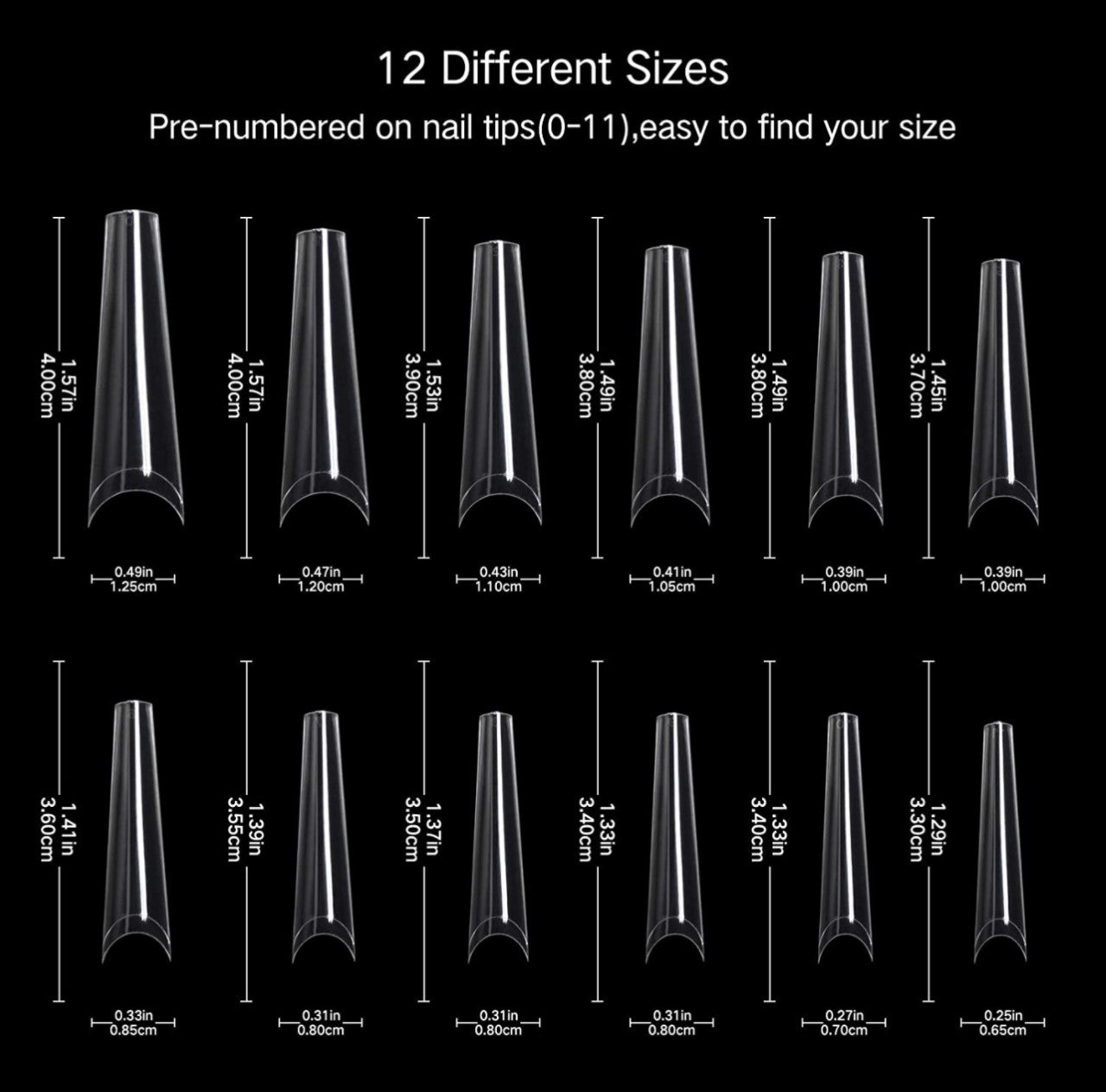 Sizes of XL Coffin Tipbox 480pc by Notpolish