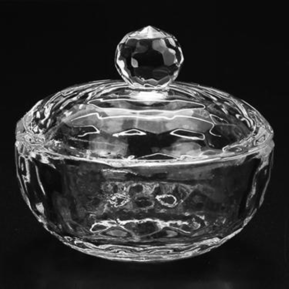 Crystal Glass Jar w/ Lid - Round Apple