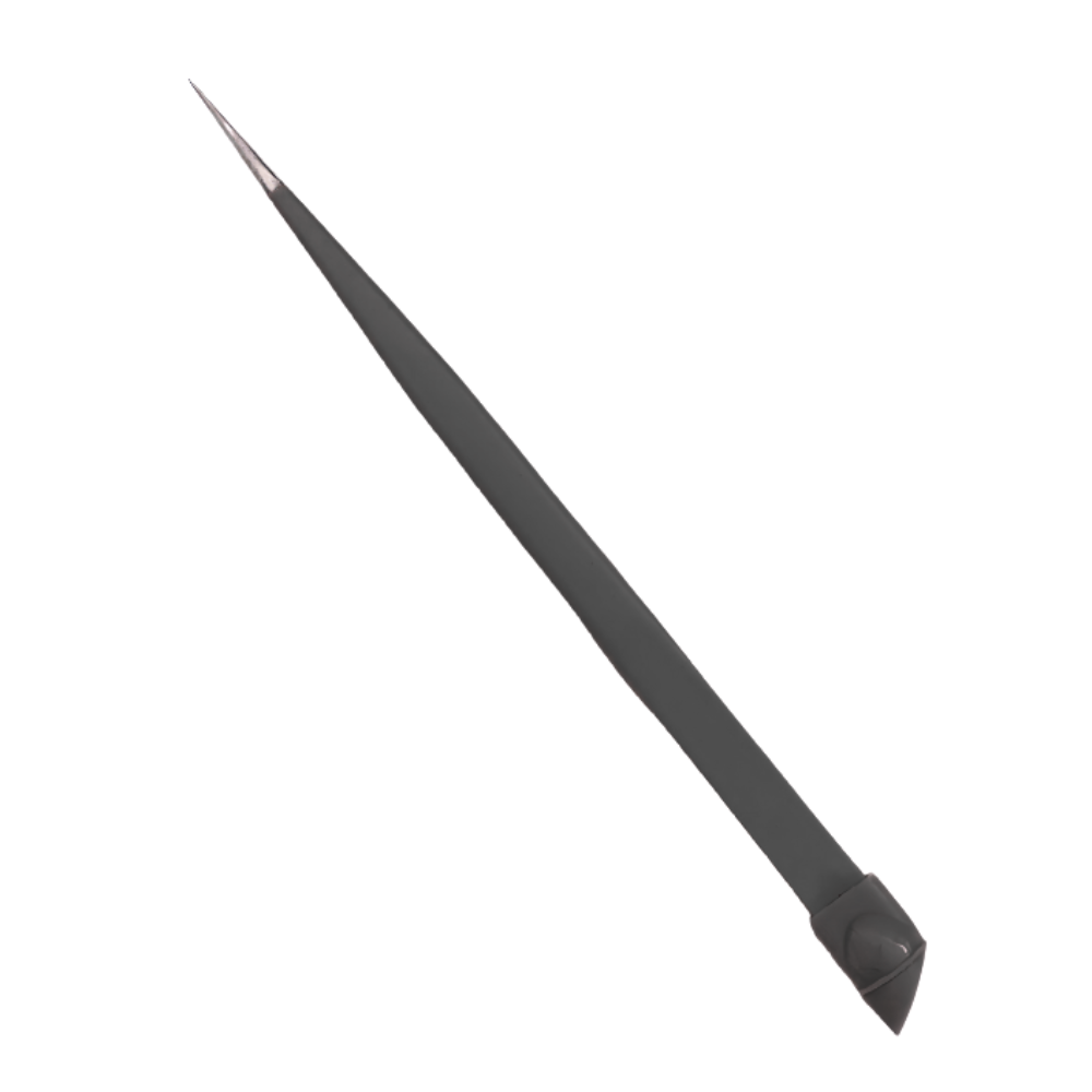 Nail Art Tweezer Tool w/ Silicone Pusher - Black
