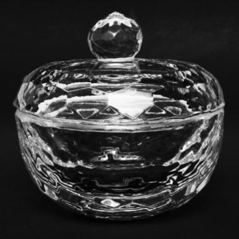 Crystal Glass Jar w/ Lid - Peach Shape