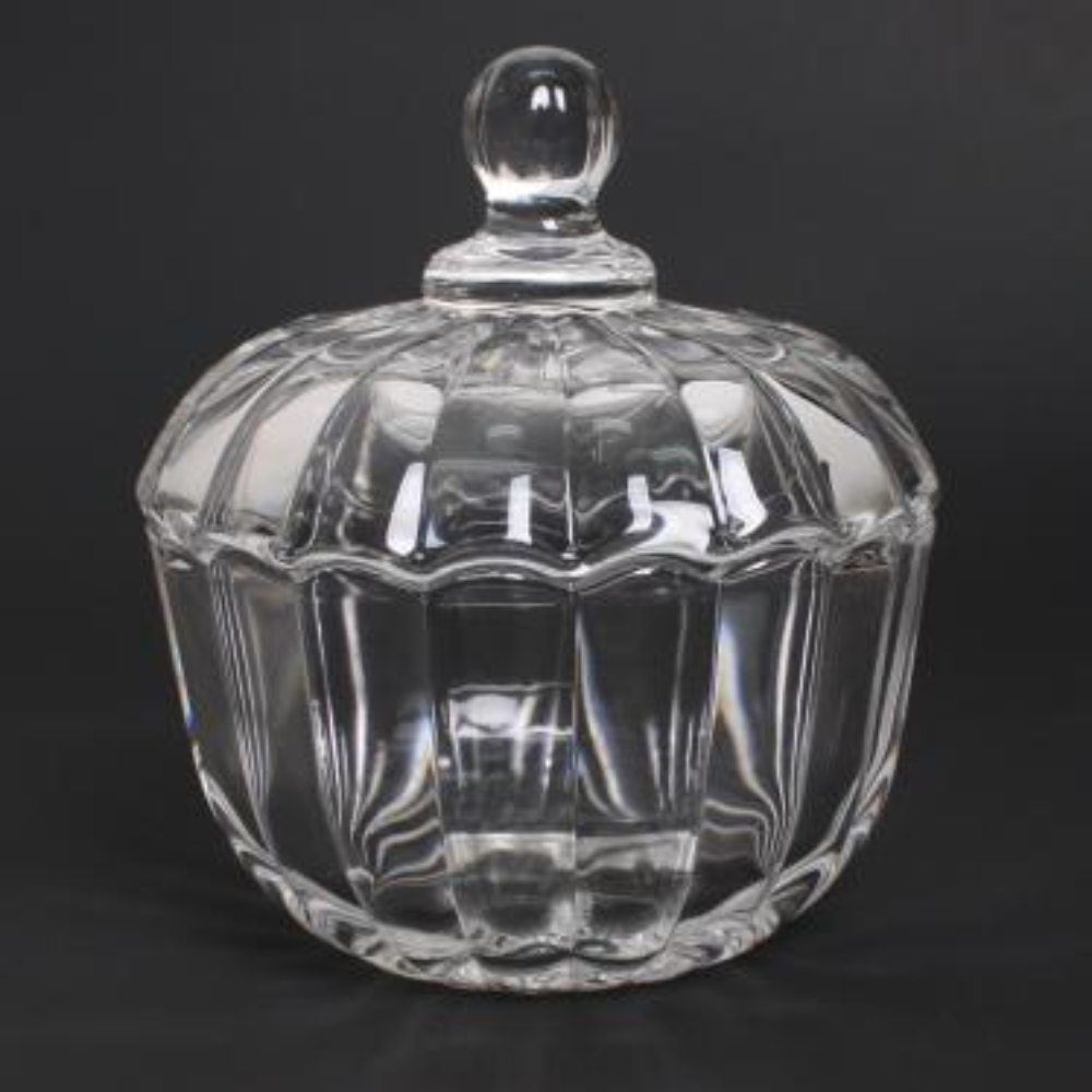 Crystal Glass Jar w/ Lid - Pumpkin