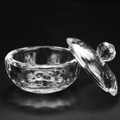 Crystal Glass Jar w/ Lid - Round Apple open