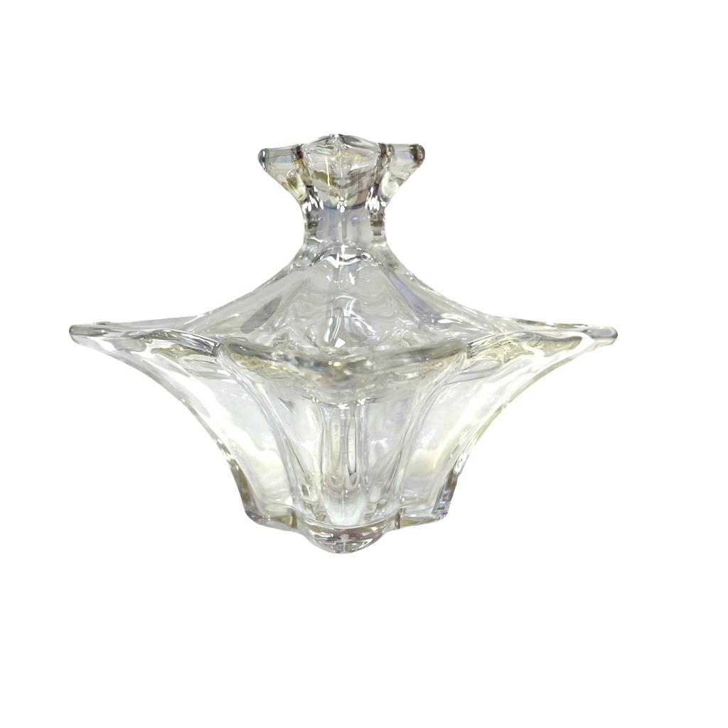 Elegant Crystal Square Jar with Lid