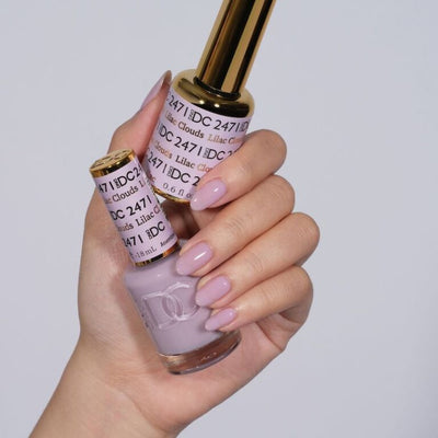 hands wearing 2471 Lilac Clouds Gel & Polish Duo by DND DC