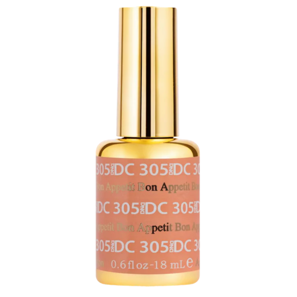 Hands wearing DND DC Gel 305 Bon Appetit