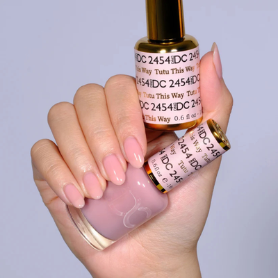 Hands wearing DND DC Gel 2454 Tutu This Way