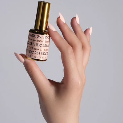 Hands wearing DND DC Gel 2511 Let It Flow