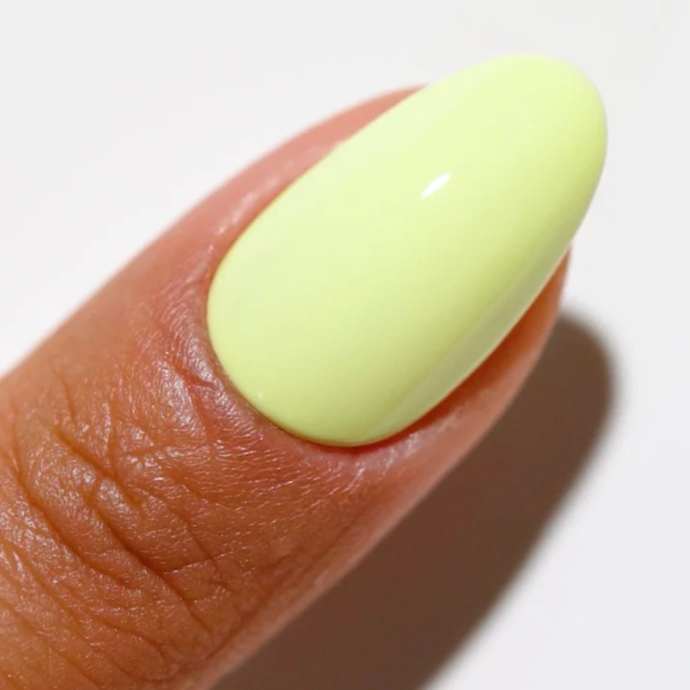 Hands wearing DND DC Gel 2514 Eucalyptus