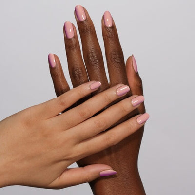 hands wearing 179 Dusty Mauve Gel & Polish Diva Duo by DND