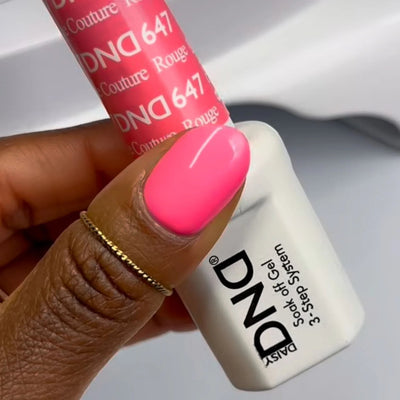 hand wearing DND Duo gel polish 647 Rouge Couture