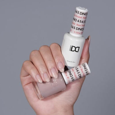 hands wearing 6565 Bare Neutral Gel & Polish Duo by DND