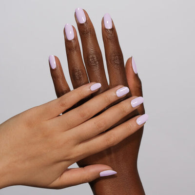 Hands wearing 975 Vinyl Lilac by DND