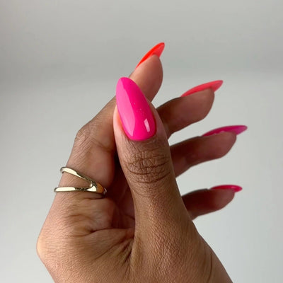 hands wearing DND DC Gel - 004 Pink Lemonade