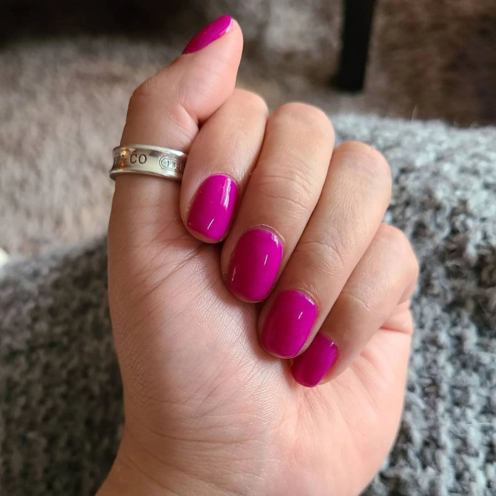 hands wearing DND DC Gel - 020 Rebecca Purple