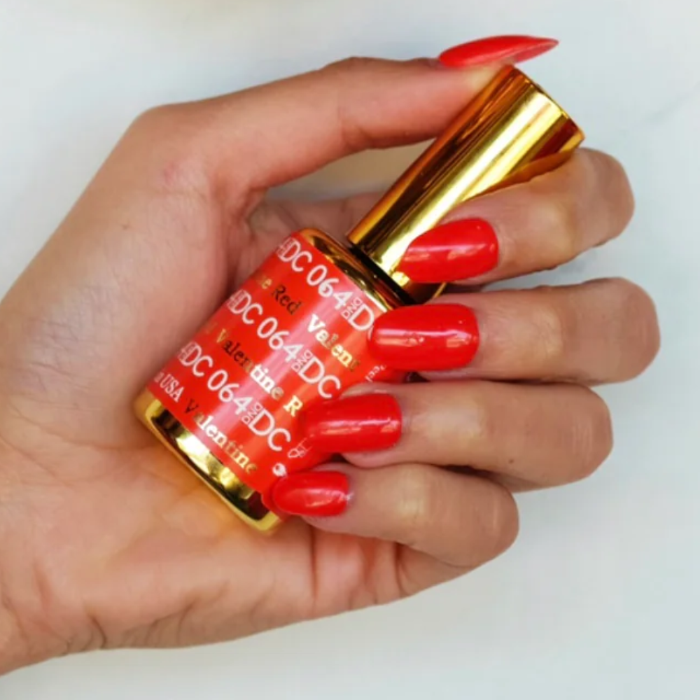 gel bottle of DND DC Gel - 064 Valentine Red
