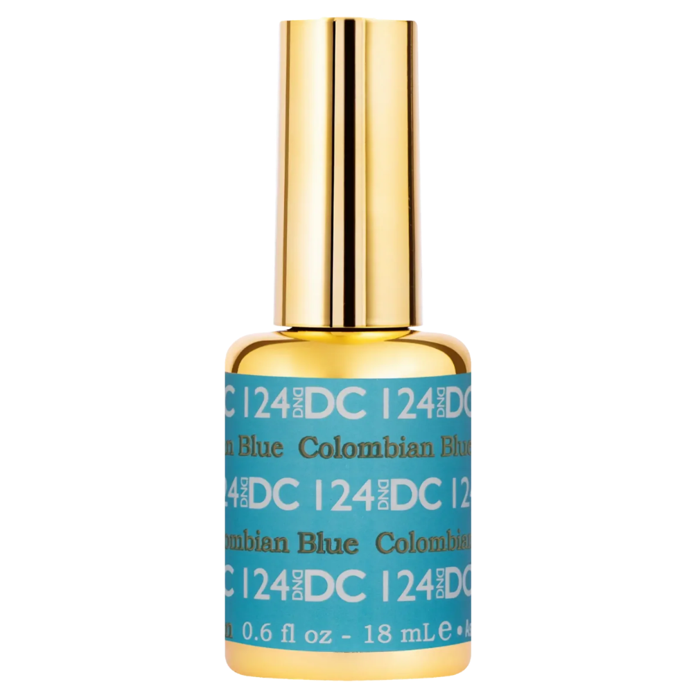 gel bottle of DND DC Gel - 124 Colombian Blue