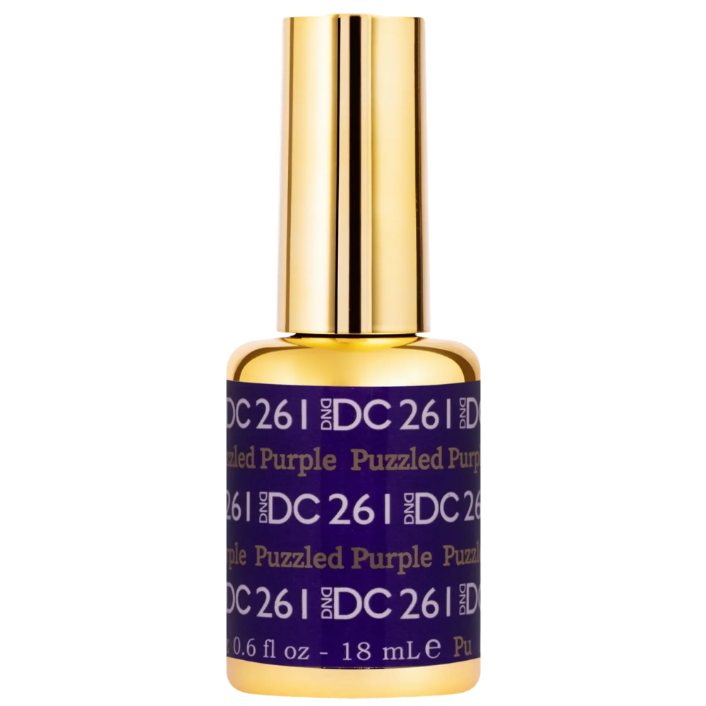 gel bottle of DND DC Gel - 261 Puzzled Purple