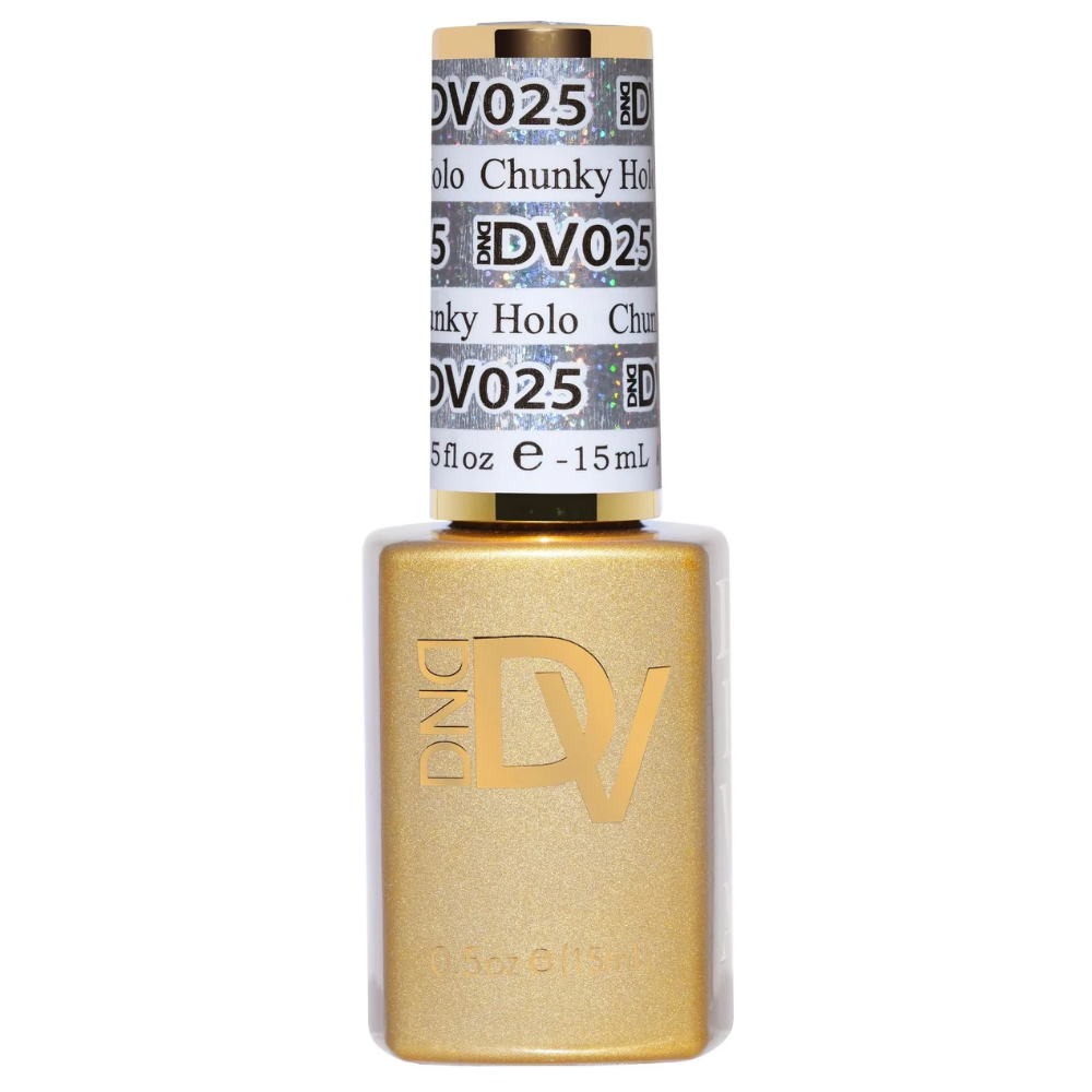 gel bottle of DND Diva Gel Chunky Holo