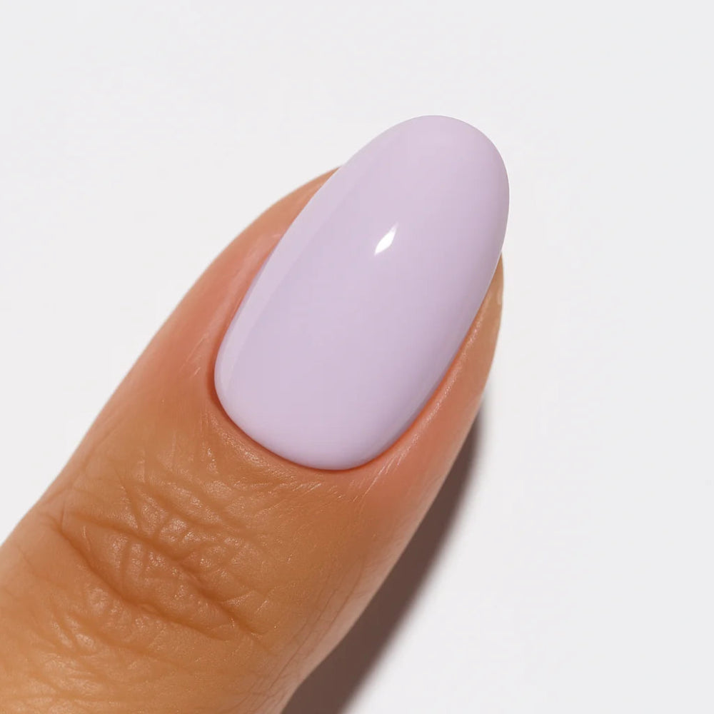 finger wearing DND Diva Gray Meets Purple