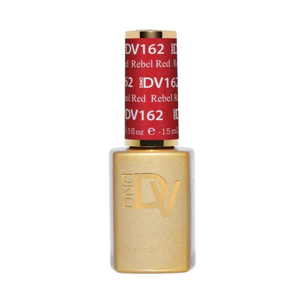 gel bottle of DND Diva Gel 162 Rebel Red