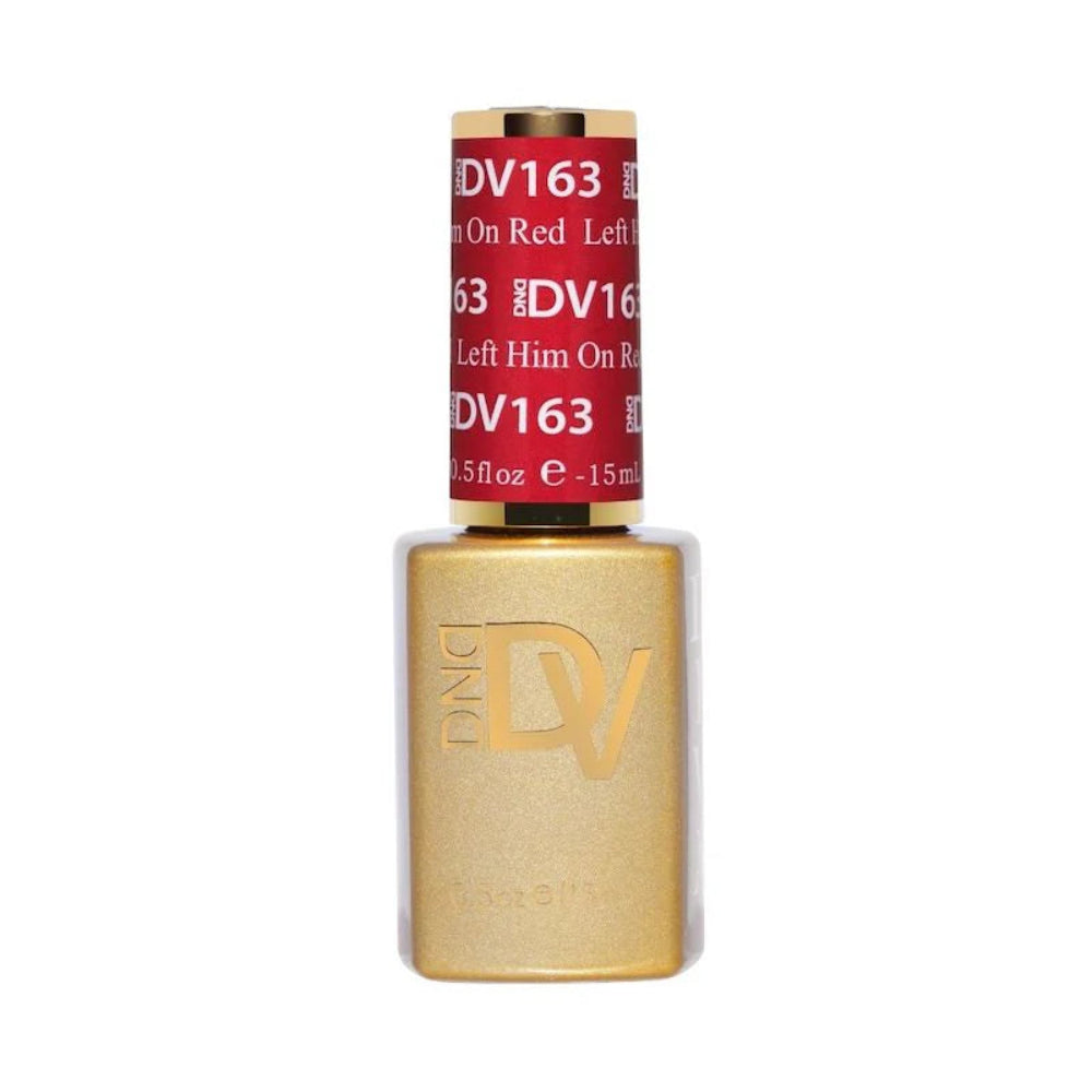 gel bottle of DND Diva Gel 163 Left Him On Red