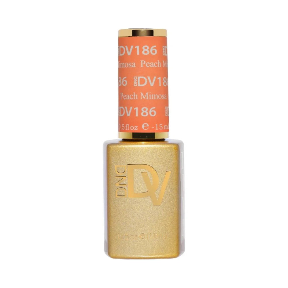 gel bottle of DND Diva Gel 186 Peach Mimosa