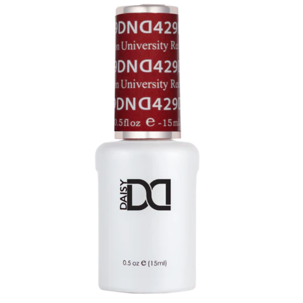 Gel bottle of DND Gel 429 Boston University Red