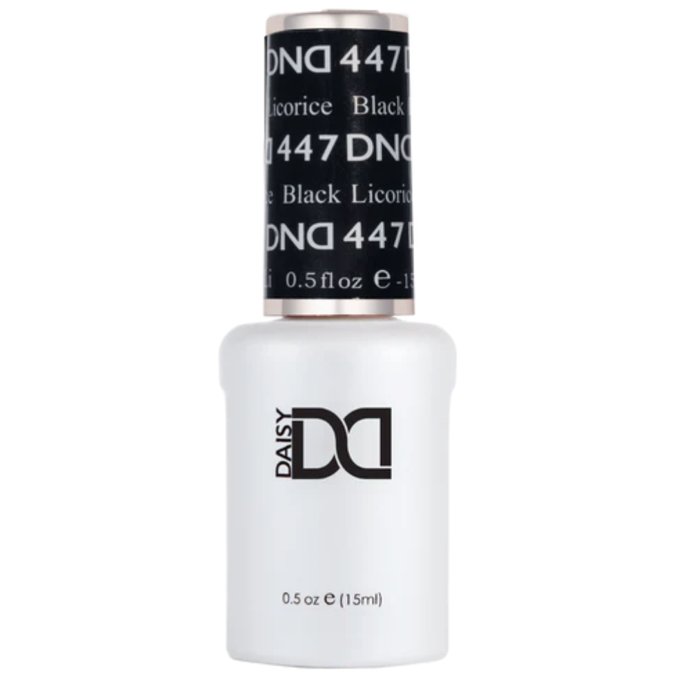 Gel bottle of DND Gel 447 Black Licorice