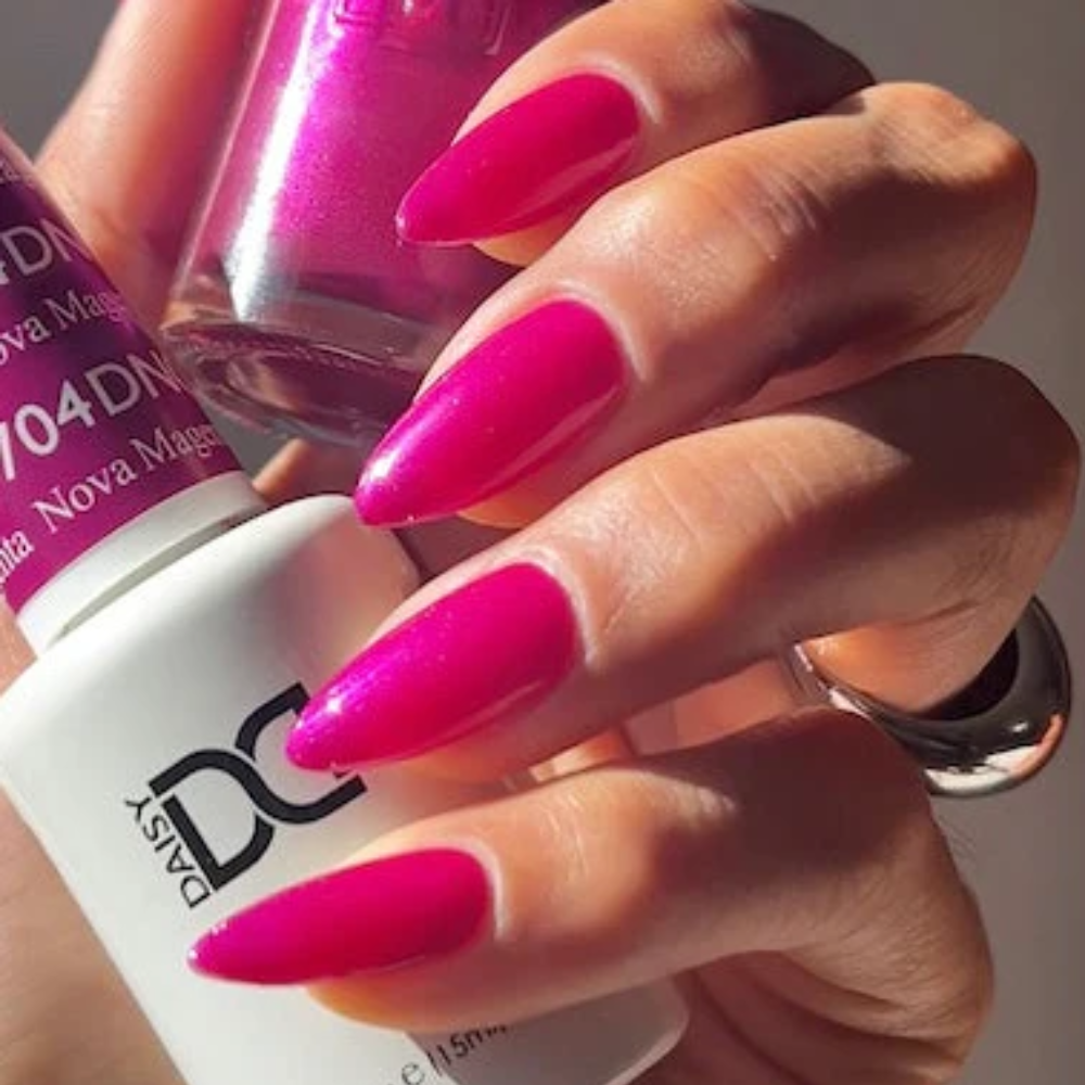 hand wearing DND Gel Polish 704 Nova Magenta