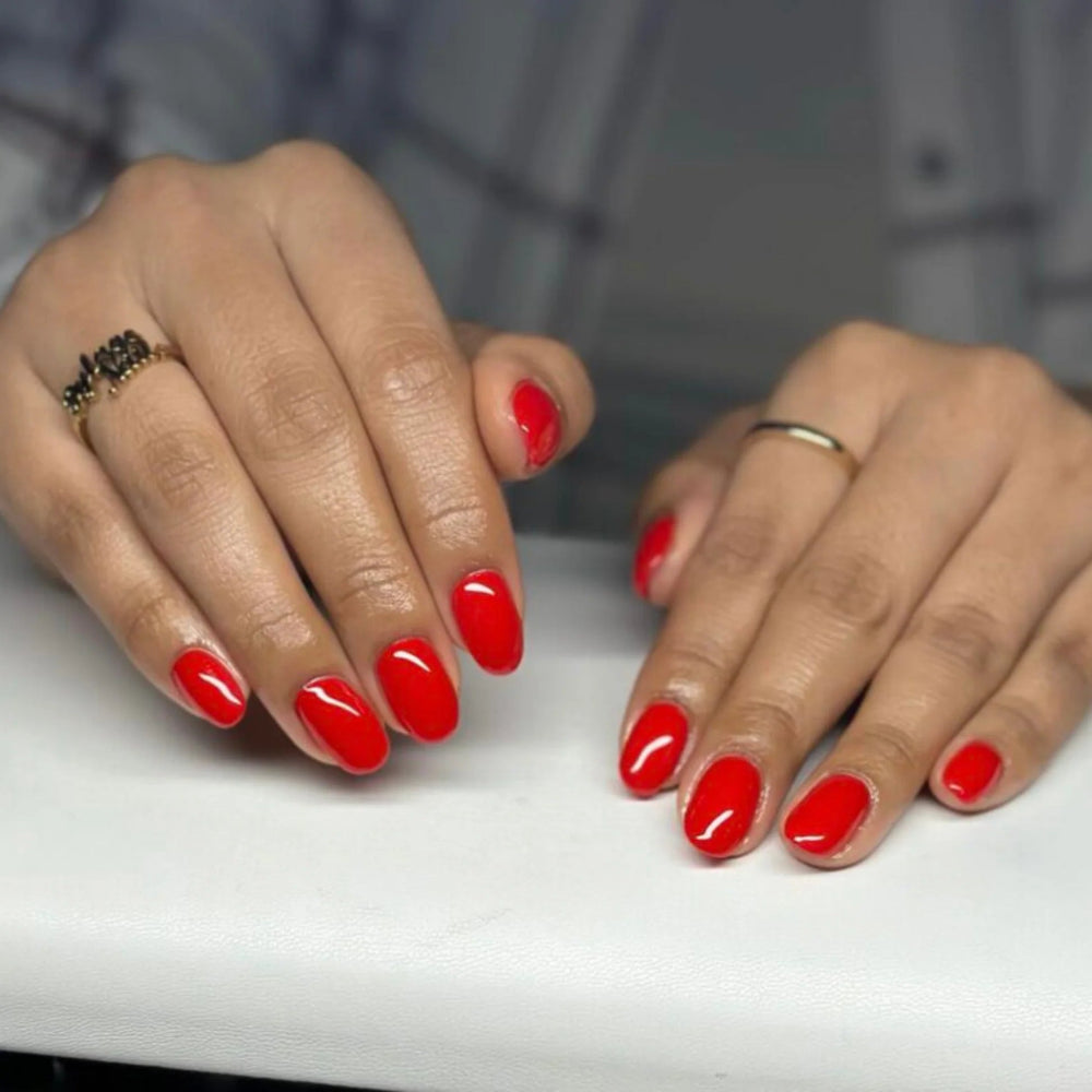 hands wearing DND Gel Polish 757 Chili Pepper