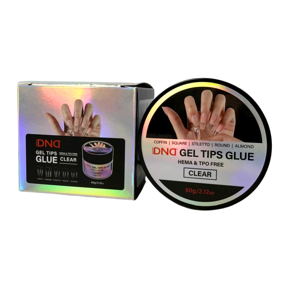 DuoNail Gel Tips Glue container with packaging on a white background