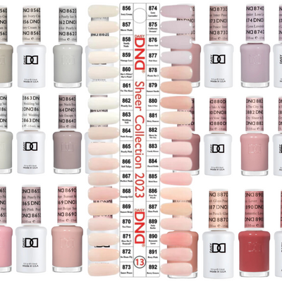 DND Sheer Gel & Polish Collection (856 - 892) Swatch 13 - 36 Colors