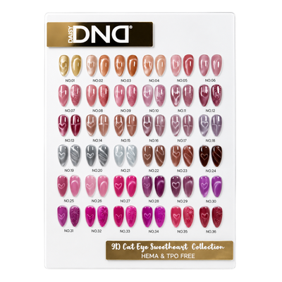 DND HEMA & TPO Free 9D Cat Eye swatch board