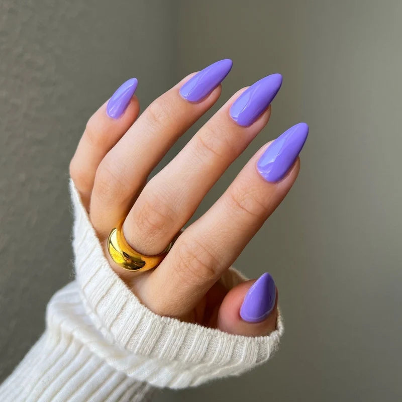 hands wearing 195 Side Of Ube Gel & Polish Diva Duo by DND (2)
