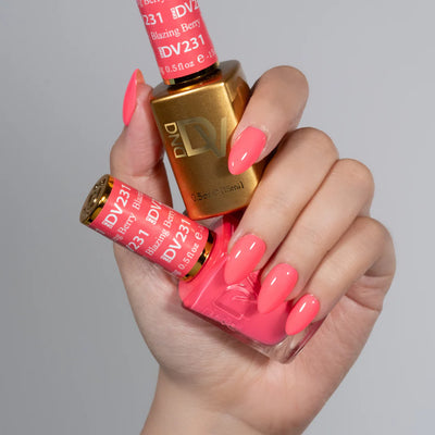 hands wearing 231 blazing berry Diva Gel & Polish Duo by DND