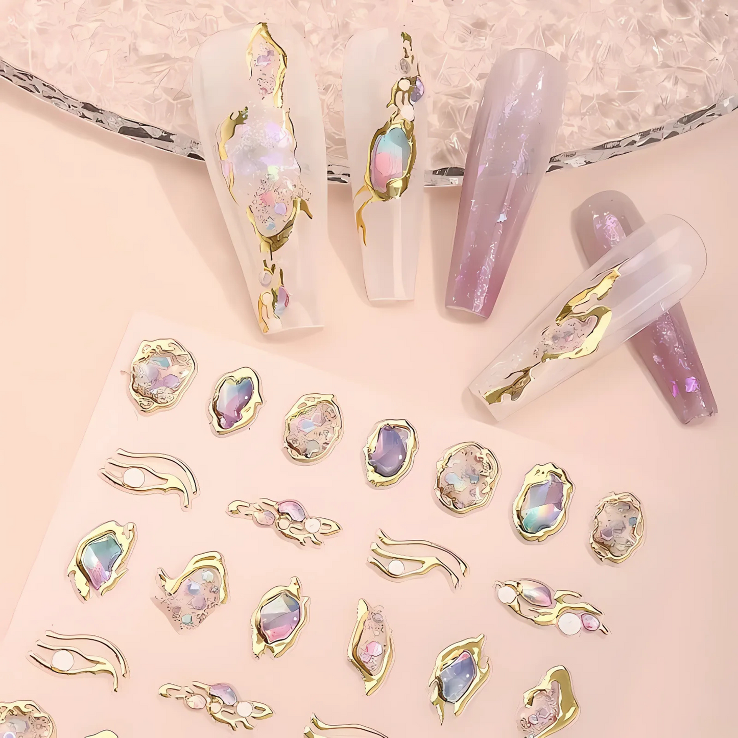 iridescent gemstone Ethereal Nail Art Stickers