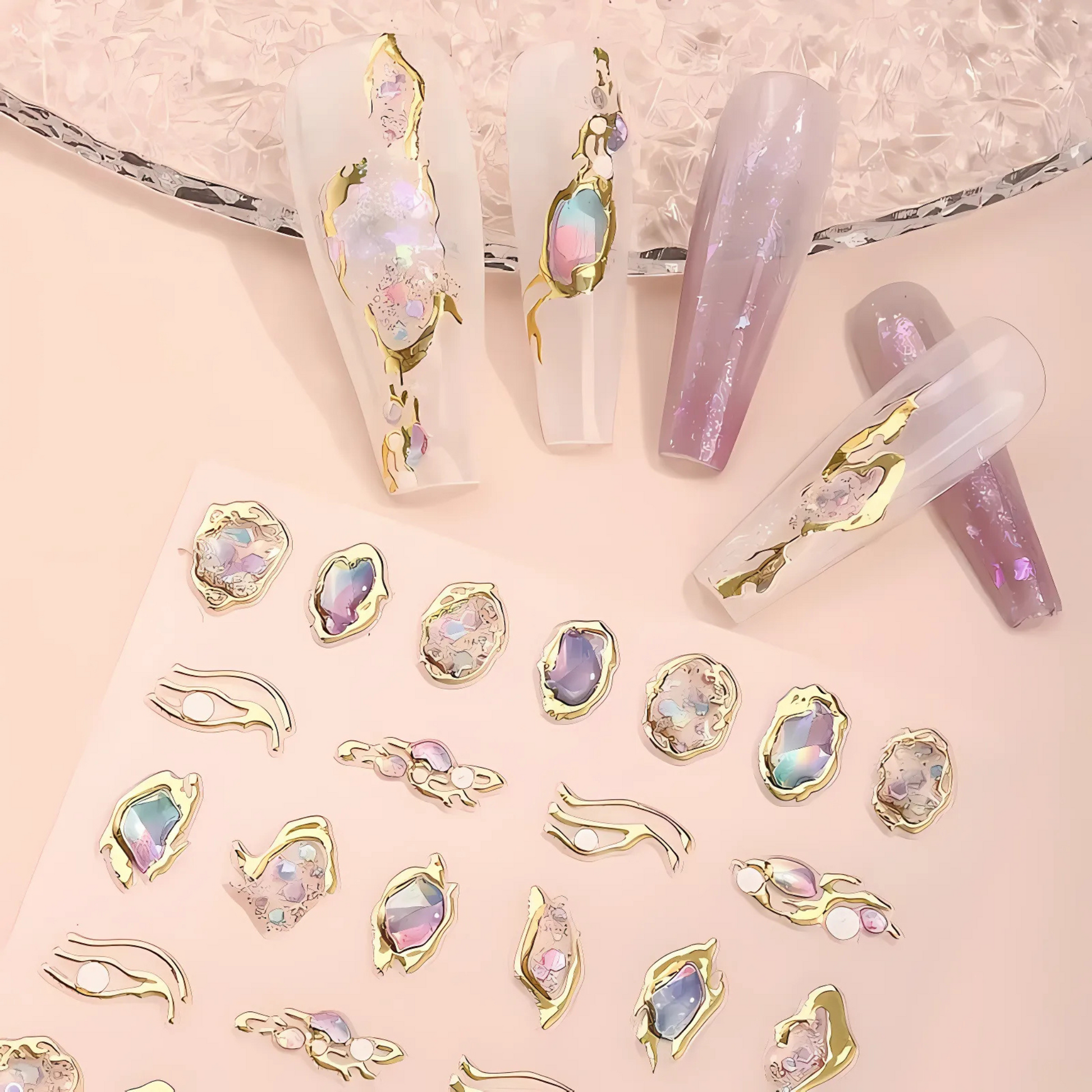 iridescent gemstone Ethereal Nail Art Stickers