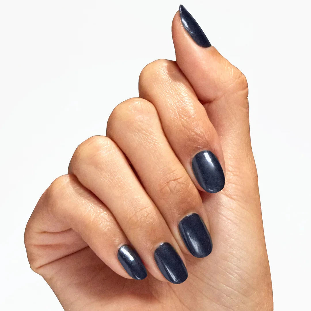 hands wearing F009 Midnight Mantra Intelli-Gel Duo by OPI