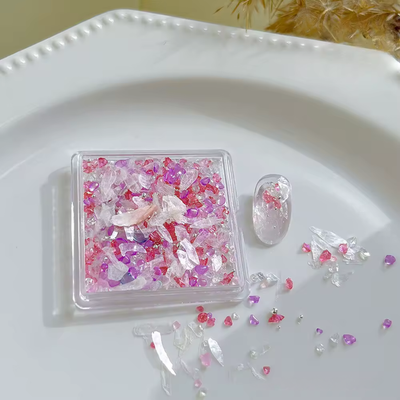 Nail Decorative Art - Fuchsia Micro Flakes and Crystal Chips