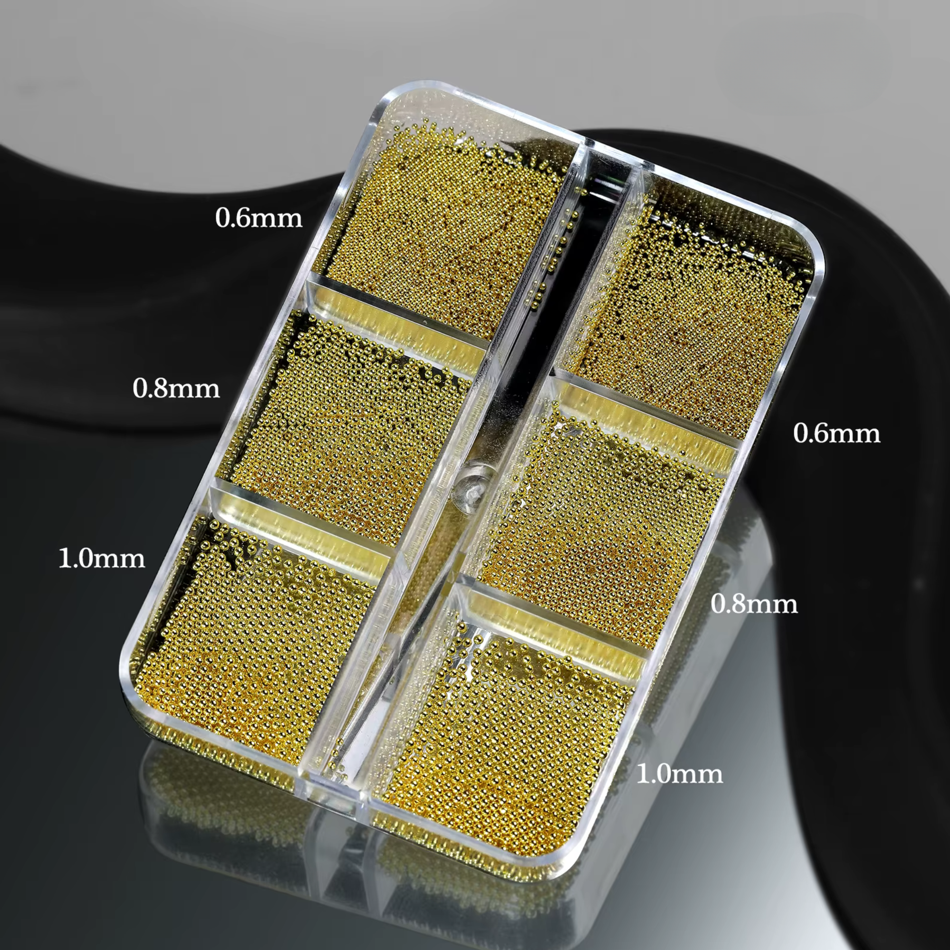 Nail Art Caviar Beads 6 Grid - Gold