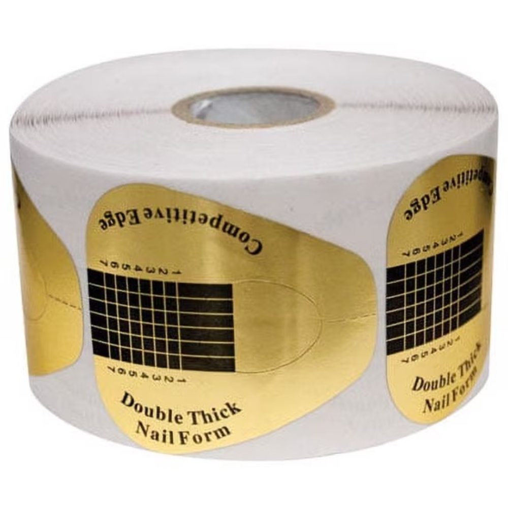 Gold Medium Length Nail Paper Forms 500 Count Roll for Gel Acrylic and Poly Gel Nail Extensions