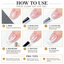 Halo Clear Cat Eye Gel application guide showing nail prep, base coat, cat-eye gel, magnet, top coat and finished magnetic effect.